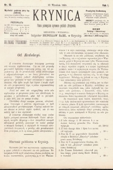 Krynica : pismo poświęcone sprawom polskich zdrojowisk. 1885, nr 18
