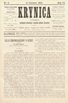 Krynica : pismo poświęcone sprawom polskich zdrojowisk. 1890, nr 6