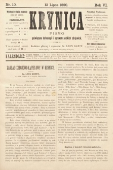 Krynica : pismo poświęcone sprawom polskich zdrojowisk. 1890, nr 10
