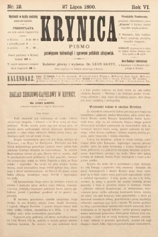 Krynica : pismo poświęcone sprawom polskich zdrojowisk. 1890, nr 12