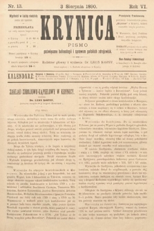 Krynica : pismo poświęcone sprawom polskich zdrojowisk. 1890, nr 13
