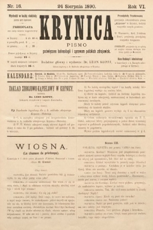 Krynica : pismo poświęcone sprawom polskich zdrojowisk. 1890, nr 16