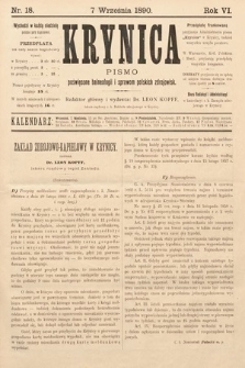 Krynica : pismo poświęcone sprawom polskich zdrojowisk. 1890, nr 18
