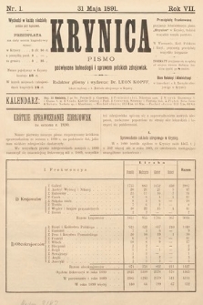 Krynica : pismo poświęcone sprawom polskich zdrojowisk. 1891, nr 1