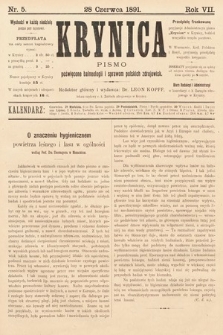 Krynica : pismo poświęcone sprawom polskich zdrojowisk. 1891, nr 5
