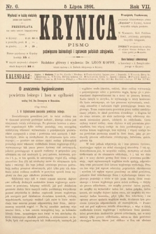 Krynica : pismo poświęcone sprawom polskich zdrojowisk. 1891, nr 6