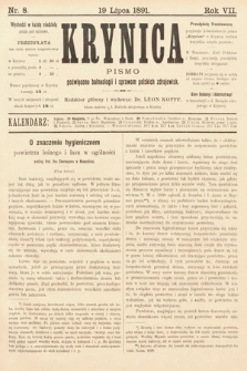 Krynica : pismo poświęcone sprawom polskich zdrojowisk. 1891, nr 8
