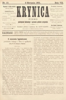 Krynica : pismo poświęcone sprawom polskich zdrojowisk. 1891, nr 10