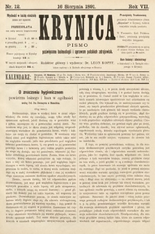Krynica : pismo poświęcone sprawom polskich zdrojowisk. 1891, nr 12