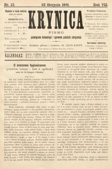 Krynica : pismo poświęcone sprawom polskich zdrojowisk. 1891, nr 13